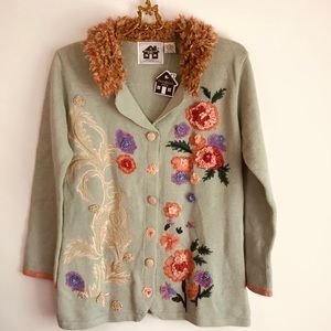 Storybook Knits Embroidered Floral Cardigan